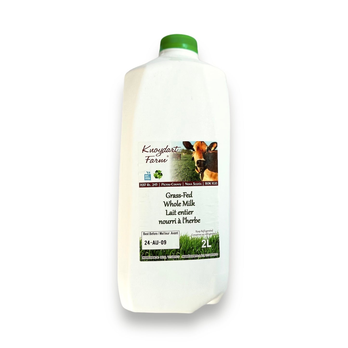 2 litre bottle of Knoydart Grass-fed whole milk