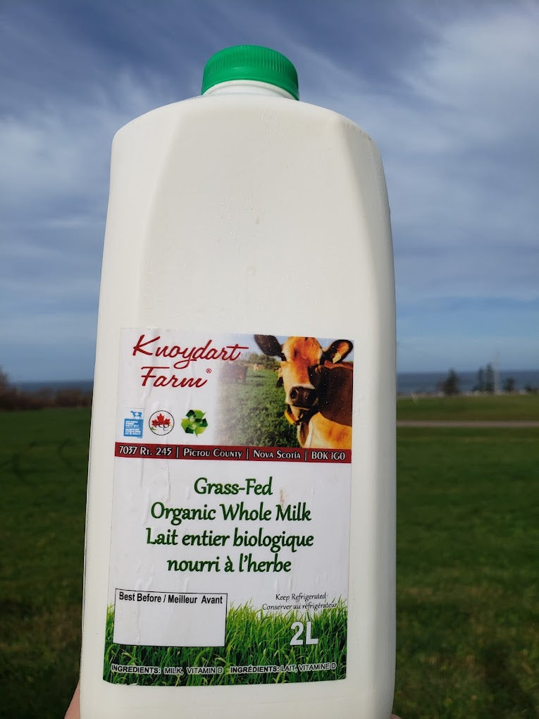 2 litre bottle of Knoydart Grass-fed whole milk